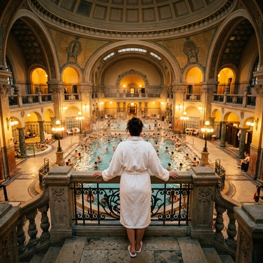 Person looking at thermal bath